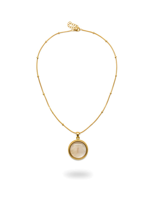 Sedefli Oval Model Kolye evadoretaki.com